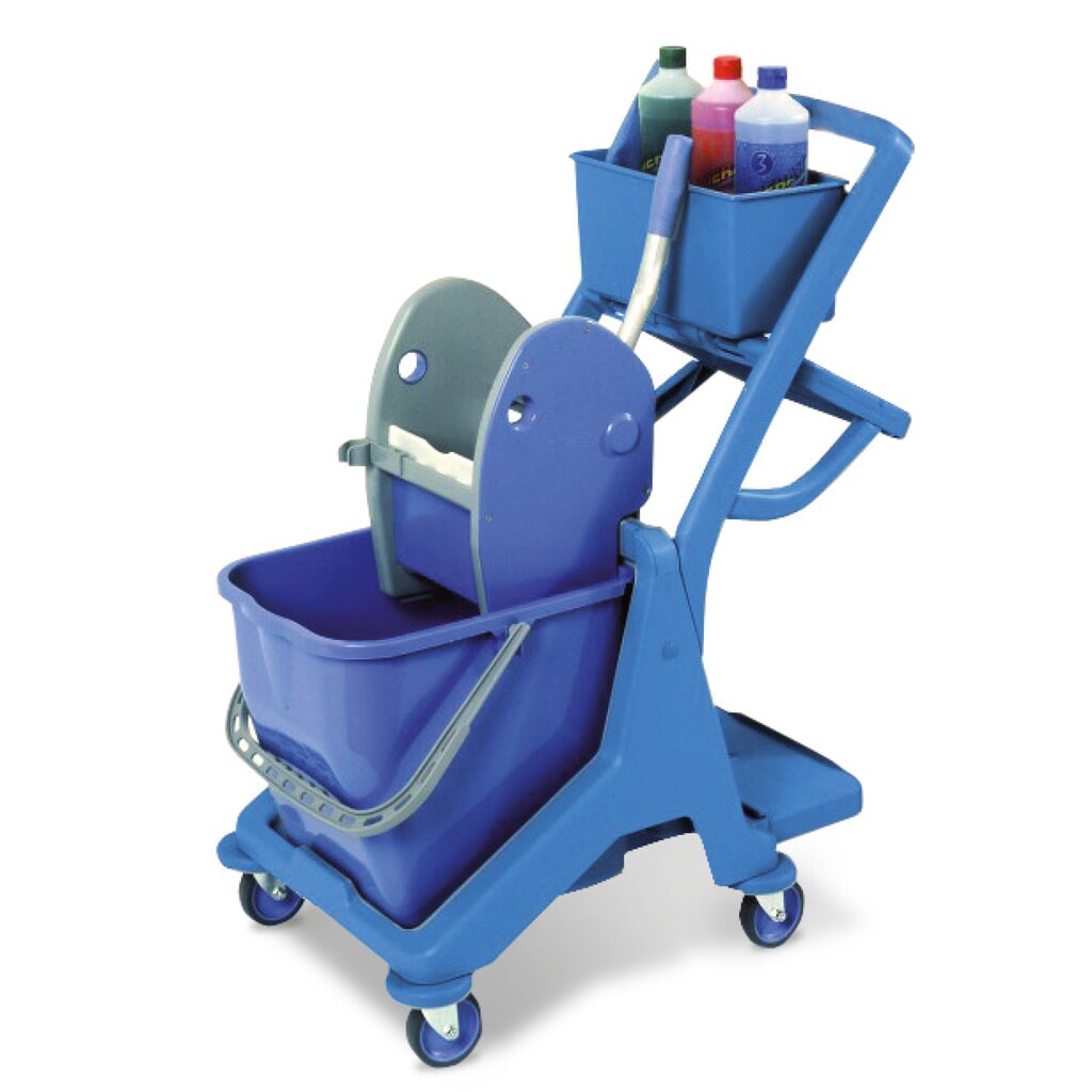 Product afbeelding: Enkele schoonmaakwagen Harema® Profi, emmer van 25 liter, met kunststof opbergruimte