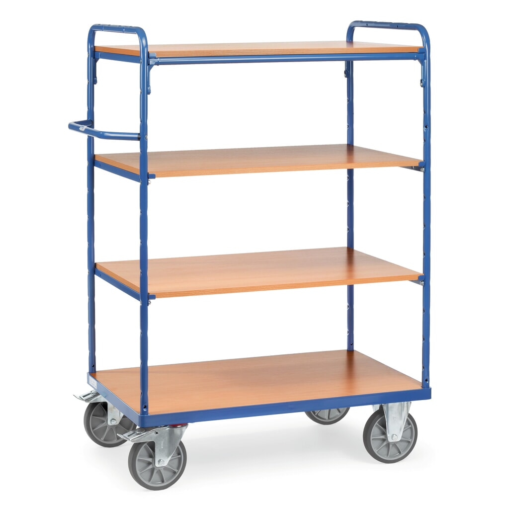 Product afbeelding: Etagewagen fetra® met houten legborden, 4 etages van 1.000 x 600 mm, hoogte 1.552 mm