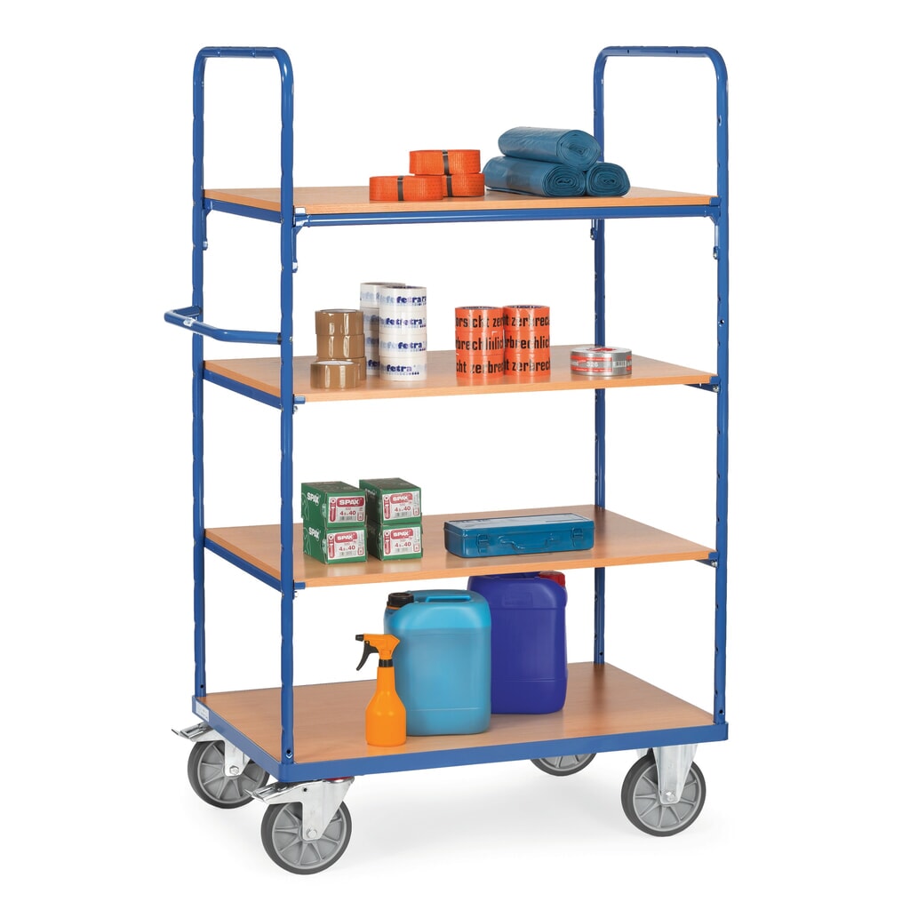 Etagewagen fetra® met houten legborden, 4 etages van 1.000 x 600 mm, hoogte 1.800 mm Productafbeelding nr. 3: Etagewagen fetra® met houten legborden, 4 etages van 1.000 x 600 mm, hoogte 1.800 mm