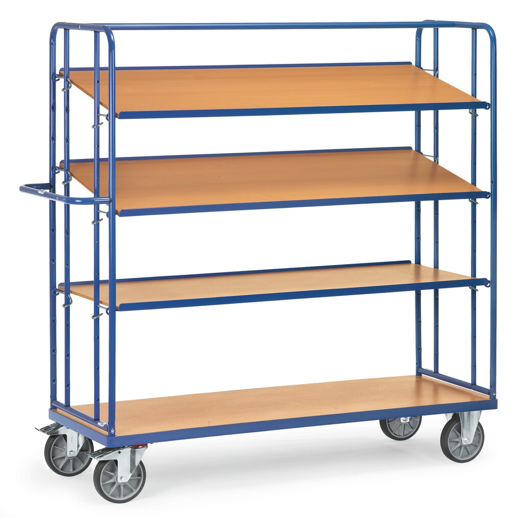 Etagewagen fetra® voor eurobakken, draagvermogen 500 kg, 4 etages van 1.250 x 610 mm Product afbeelding: Etagewagen fetra® voor eurobakken, draagvermogen 500 kg, 4 etages van 1.250 x 610 mm