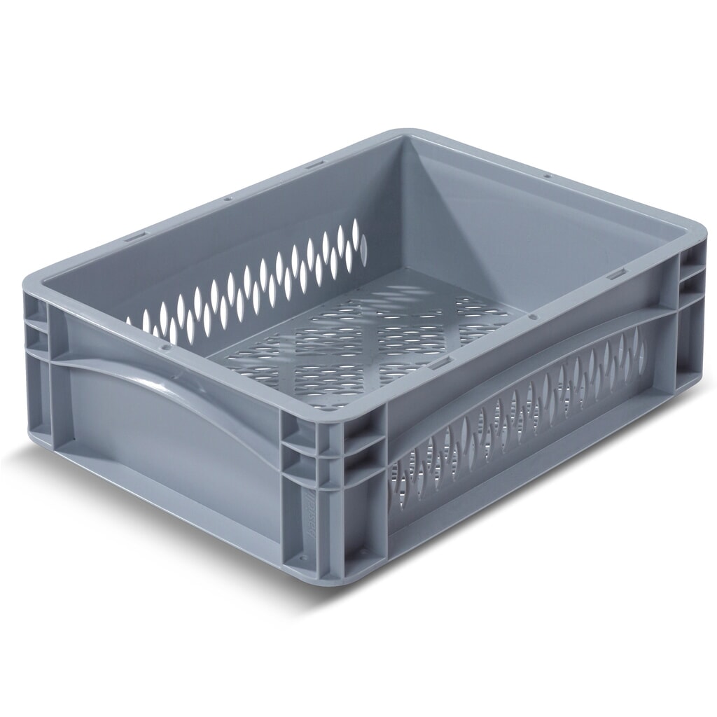 Alpha Eurobox van PP met geperforeerde wanden, 11,2 liter, hxbxd 120 x 400 x 300 mm Product afbeelding: Alpha Eurobox van PP met geperforeerde wanden, 11,2 liter, hxbxd 120 x 400 x 300 mm