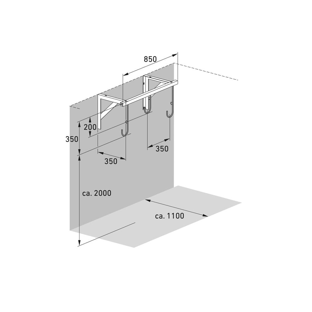 Fietsophangrek, 3 plaatsen, plafondmontage Productafbeelding nr. 7: Fietsophangrek, 3 plaatsen, plafondmontage
