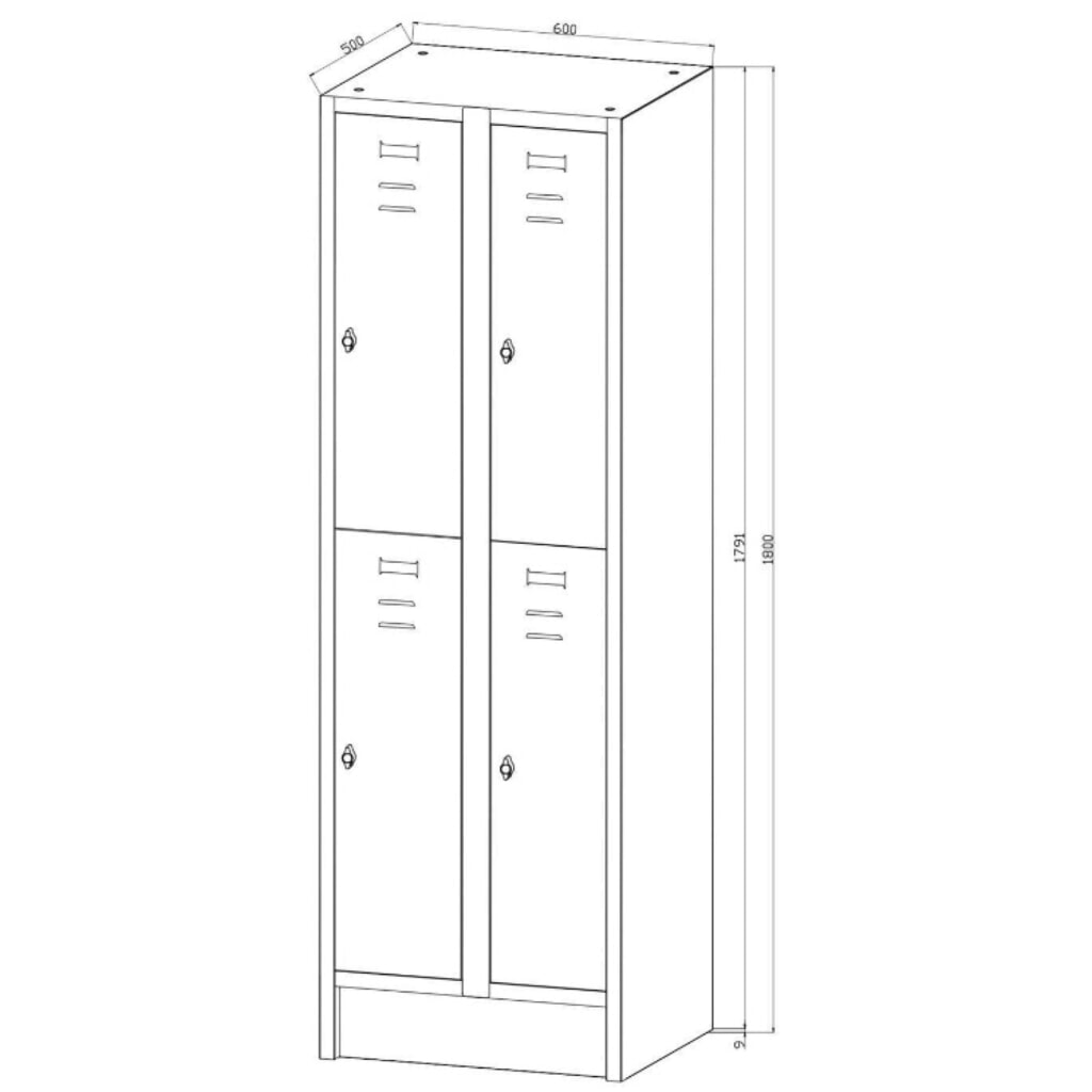 Garderobekast met zitbank HEMMDAL HG-SB-2, draaivergrendeling, met 2 etages, 4 vakken, hxbxd 1800 x 600 x 500 mm, lichtgrijs Productafbeelding nr. 3: Garderobekast met zitbank HEMMDAL HG-SB-2, draaivergrendeling, met 2 etages, 4 vakken, hxbxd 1800 x 600 x 500 mm, lichtgrijs