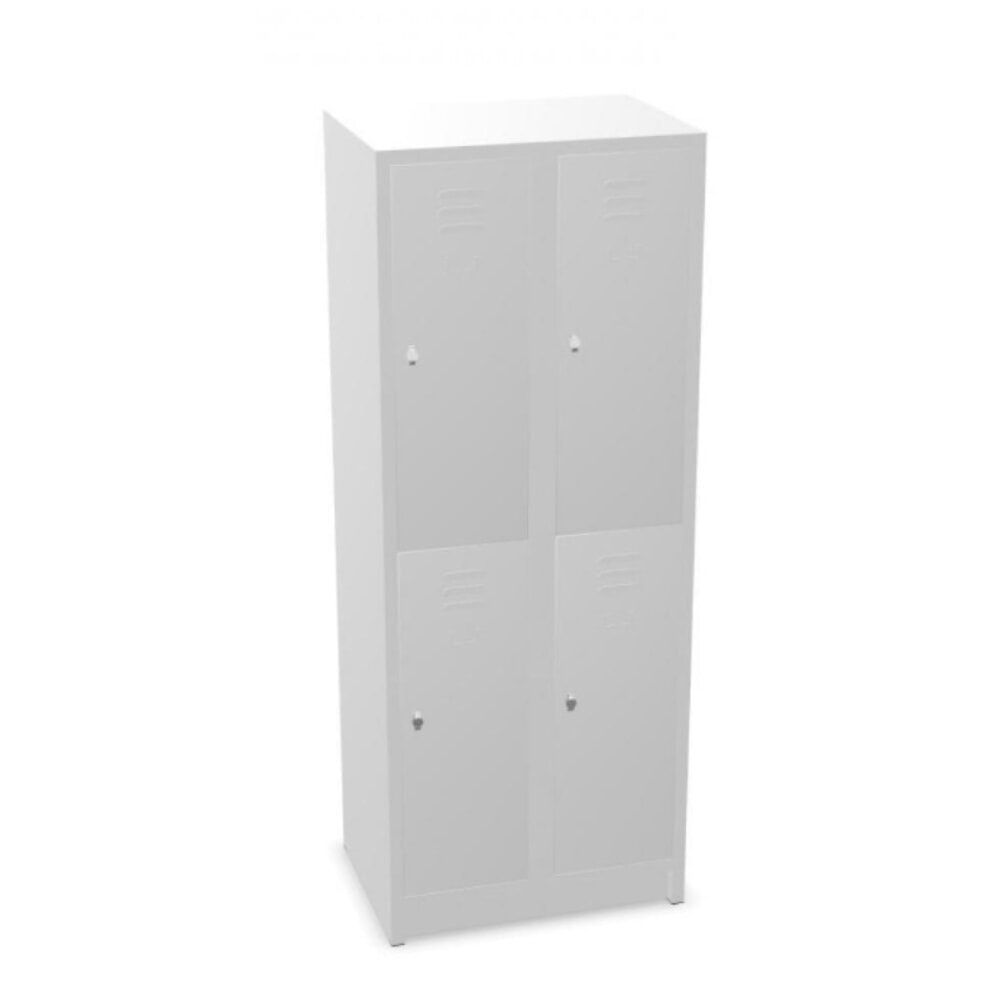 Product afbeelding: Garderobekast met sokkel HEMMDAL HG-S-1, draaivergrendeling, 2 etages, 4 vakken, lichtgrijs