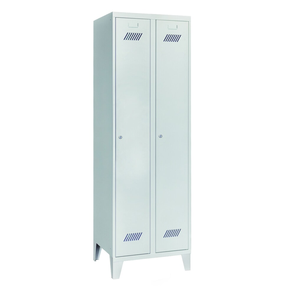 Product afbeelding: Garderobekast PAVOY met poten + cilinderslot, met 2 compartimenten, hxbxd 1.850 x 630 x 500 mm, lichtgrijs, lichtgrijs
