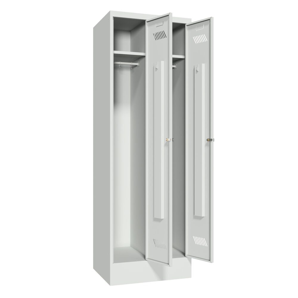 Productafbeelding nr. 3: Garderobekast PAVOY met sokkel + cilinderslot, met 2 compartimenten, hxbxd 1.850 x 630 x 500 mm, lichtgrijs, lichtgrijs