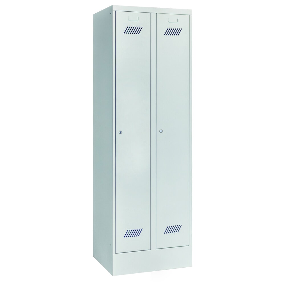 Product afbeelding: Garderobekast PAVOY met sokkel + cilinderslot, met 2 compartimenten, hxbxd 1.850 x 630 x 500 mm, lichtgrijs, lichtgrijs