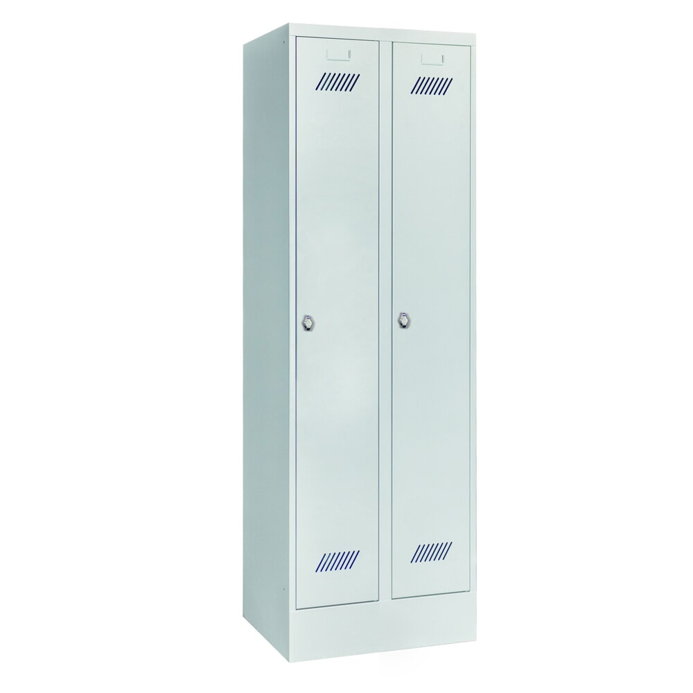 Product afbeelding: Garderobekast PAVOY met sokkel + draaivergrendeling, 2 compartimenten, hxbxd 1.850 x 630 x 500 mm, lichtgrijs, lichtgrijs