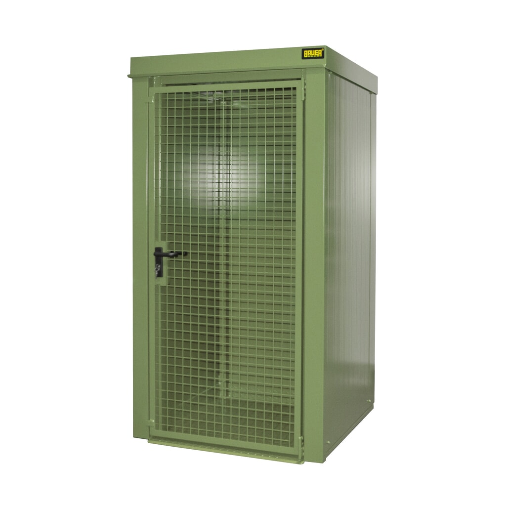 Gasflescontainer voor max. 9 flessen, brandbestendig, resedagroen Product afbeelding: Gasflescontainer voor max. 9 flessen, brandbestendig, resedagroen