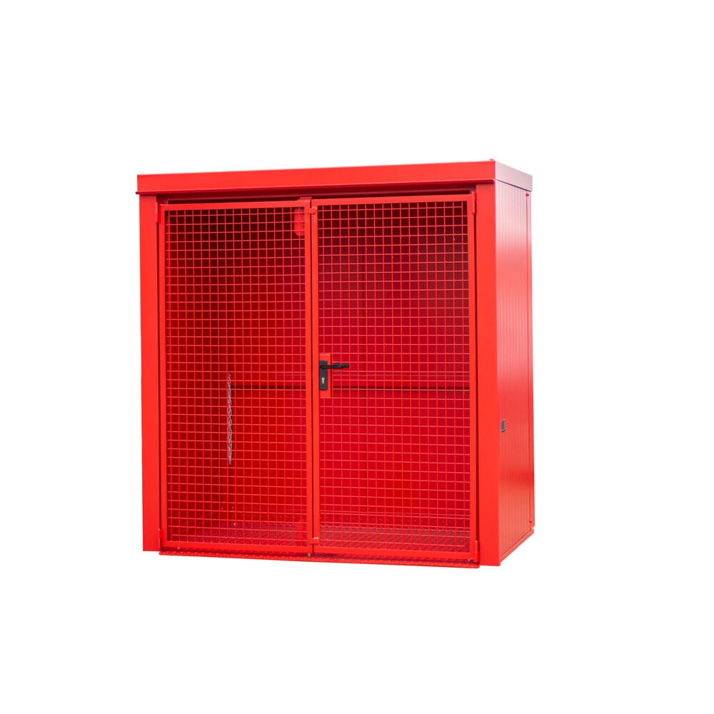 Product afbeelding: Gascilindercontainer met dak voor max. 28 flessen, brandwerend, vuurrood