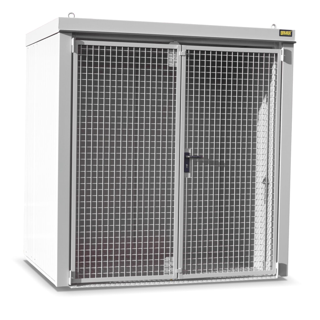 Gasflescontainer voor max. 35 flessen, brandbestendig, grijswit Product afbeelding: Gasflescontainer voor max. 35 flessen, brandbestendig, grijswit