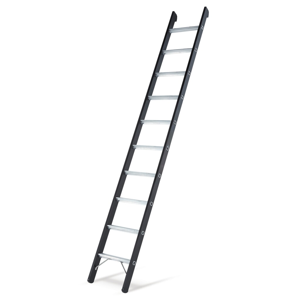 Geëloxeerde aanleunladder ZARGES, stahoogte 0,75 m Product afbeelding: Geëloxeerde aanleunladder ZARGES, stahoogte 0,75 m