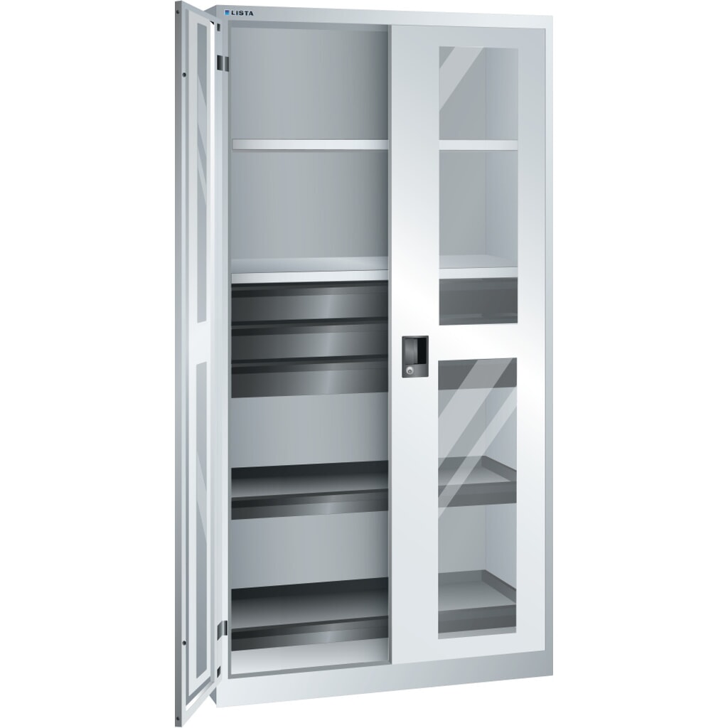 Gereedschapskast LISTA, (bxdxh) 1000x580x1950 mm, 2 uittrekbare legborden, 3 lades, lichtgrijs, KEY Lock Product afbeelding: Gereedschapskast LISTA, (bxdxh) 1000x580x1950 mm, 2 uittrekbare legborden, 3 lades, lichtgrijs, KEY Lock