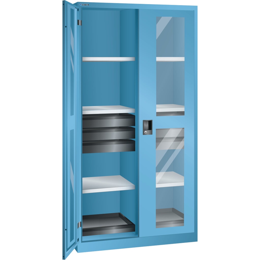 Gereedschapskast LISTA, (bxdxh) 1000x580x1950 mm, 2 uittrekbare legborden, 6 lades, lichtblauw, KEY Lock Product afbeelding: Gereedschapskast LISTA, (bxdxh) 1000x580x1950 mm, 2 uittrekbare legborden, 6 lades, lichtblauw, KEY Lock