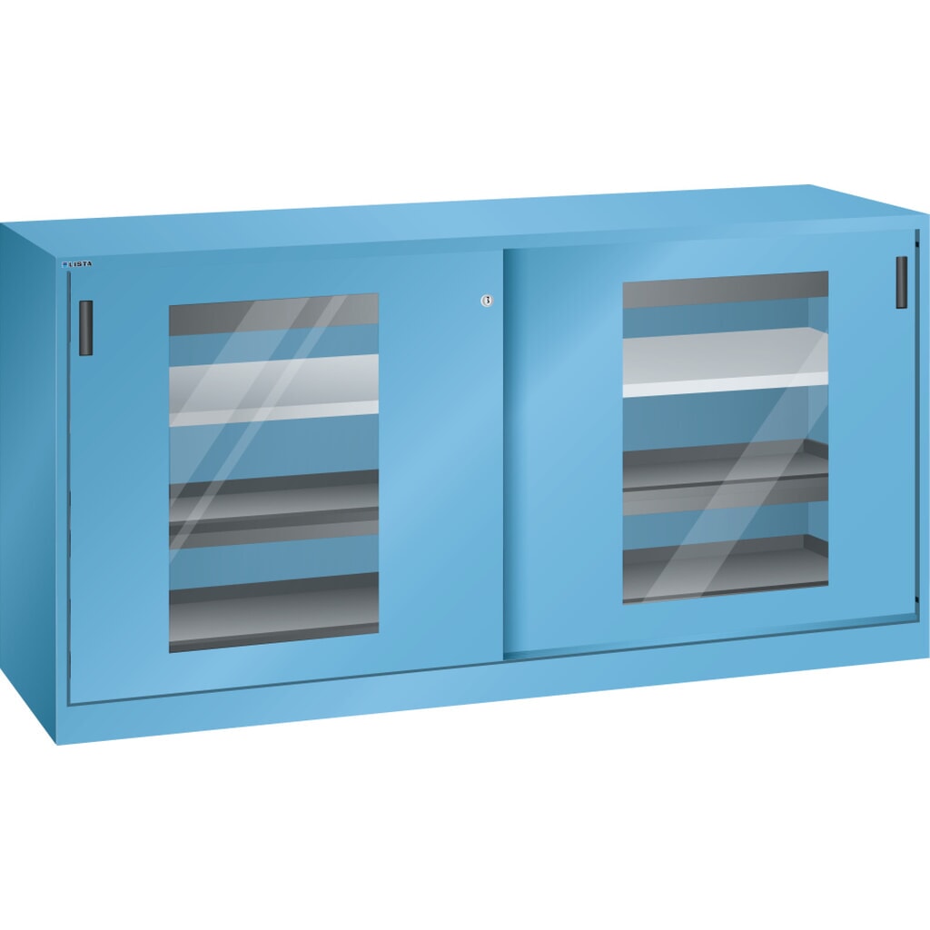 Product afbeelding: Gereedschapskast LISTA, (bxdxh) 2000x580x1000 mm, 4 uittrekbare legborden, 2 lades, lichtblauw