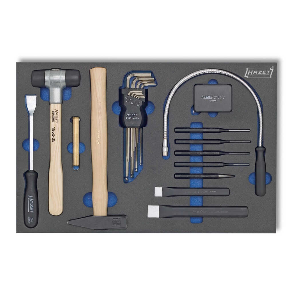Gereedschapsset HAZET®, ringsleutel + vlakke beitel etc., 22-delig Product afbeelding: Gereedschapsset HAZET®, ringsleutel + vlakke beitel etc., 22-delig