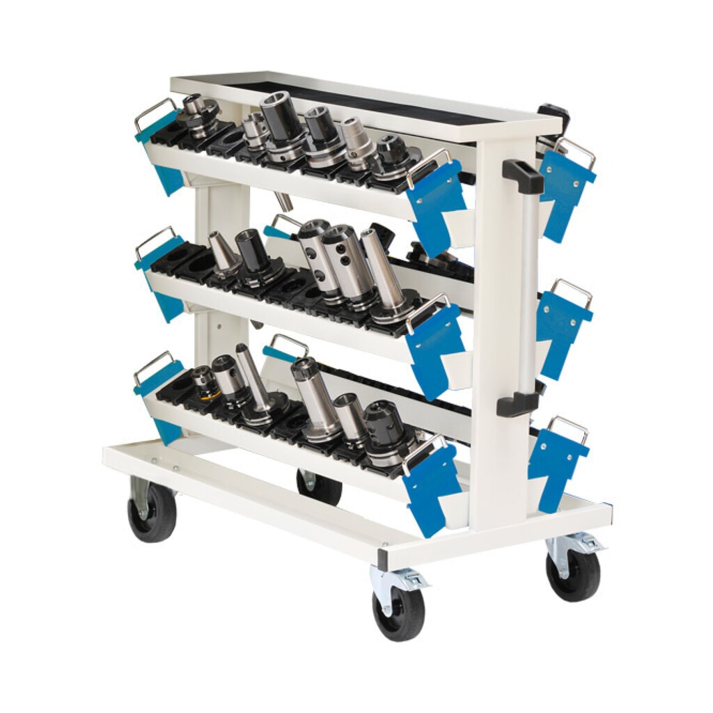Product afbeelding: Gereedschapswagen Bedrunka+Hirth voor CNC-gereedschap met 6 gereedschapshouders, lichtgrijs, lichtblauw, hxbxd 950 x 560 x 930 mm