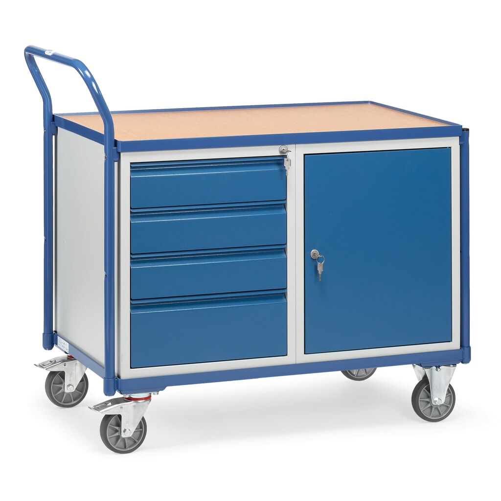 Gereedschapswagen fetra®, kast, 4 lades, draagvermogen 300 kg Product afbeelding: Gereedschapswagen fetra®, kast, 4 lades, draagvermogen 300 kg
