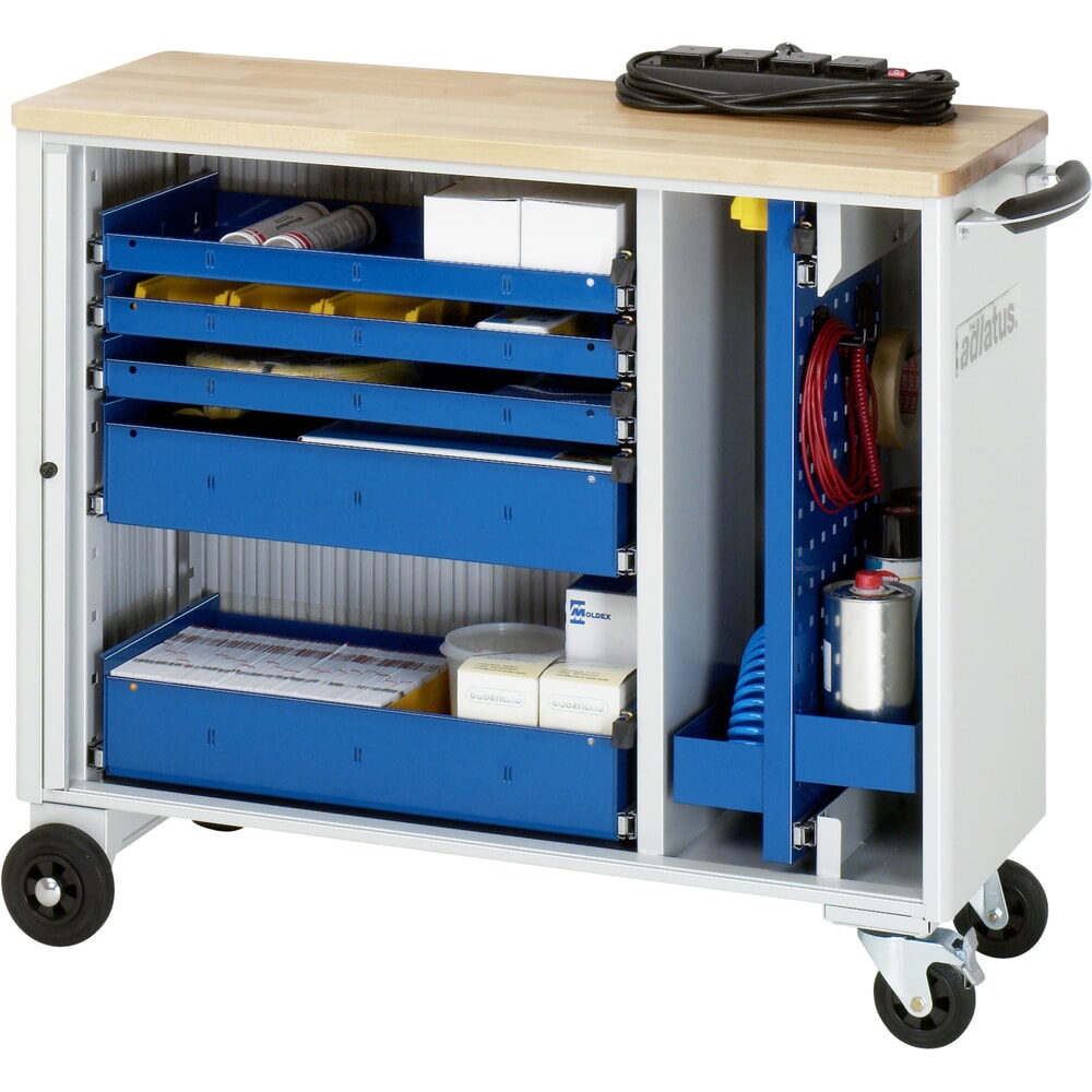 Product afbeelding: Gereedschapswagen RAU serie adlatus, hxbxd 860 x 1.025 x 400 mm, 5 lades 3 x 40, 2 x 105 mm, beuken werkblad