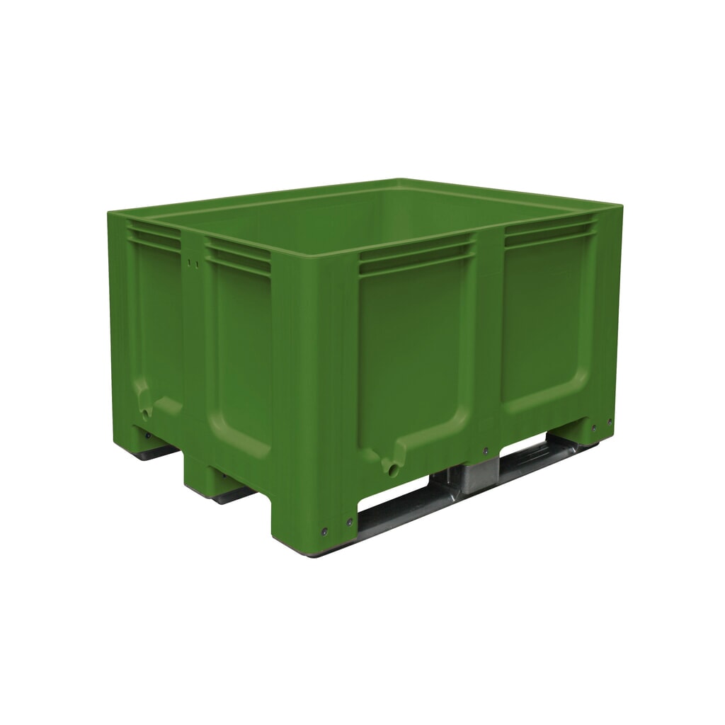 Product afbeelding: Grote bak van polyethyleen, 610 liter, met traversen, groen
