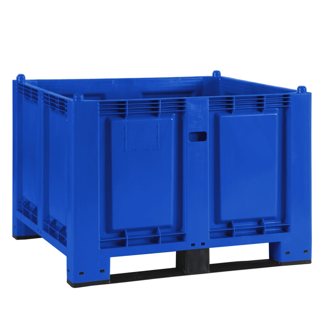 Product afbeelding: Grote bak van polypropyleen, 550 liter, met traversen, blauw