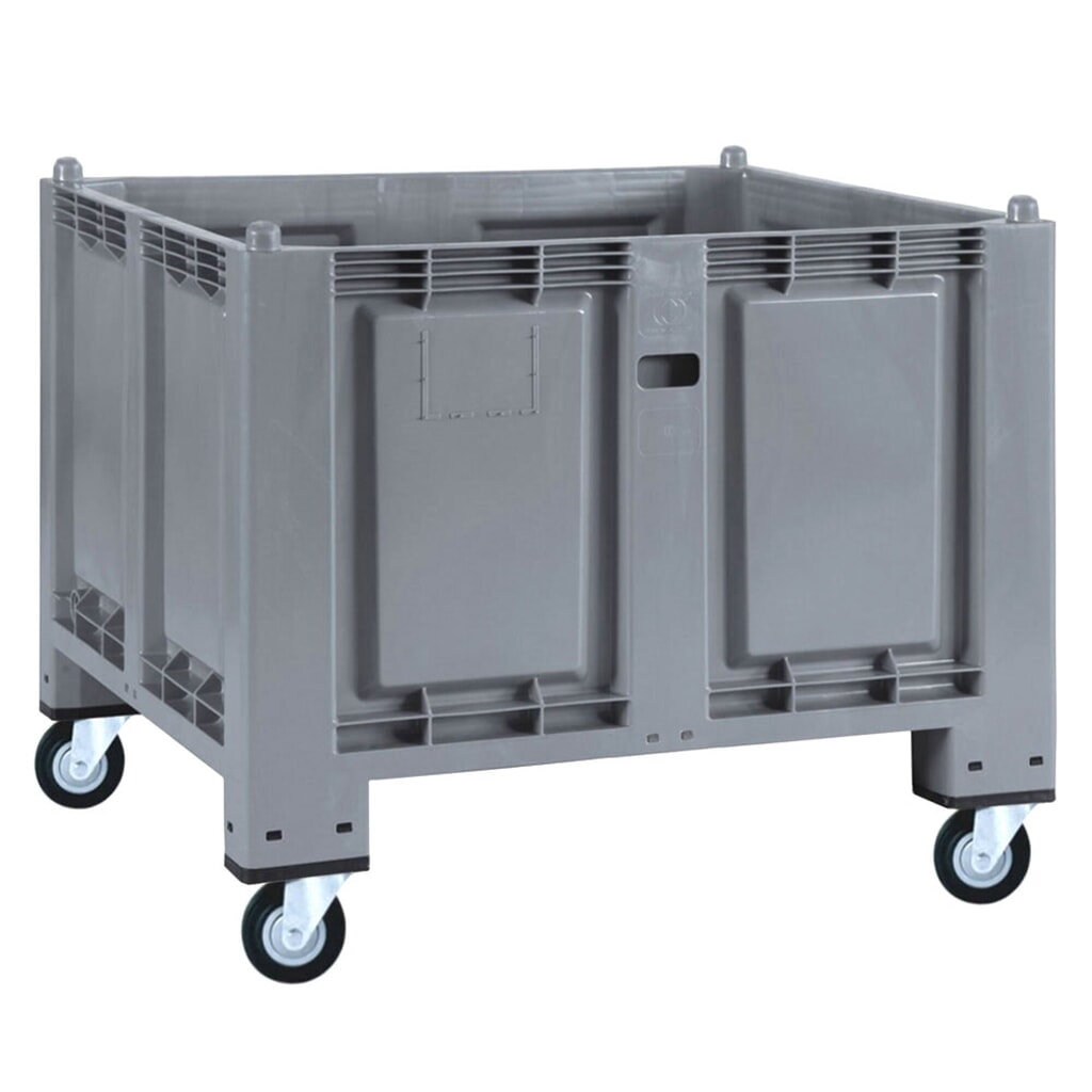 Product afbeelding: Grote bak van polypropyleen, 550 liter, met wielen, grijs
