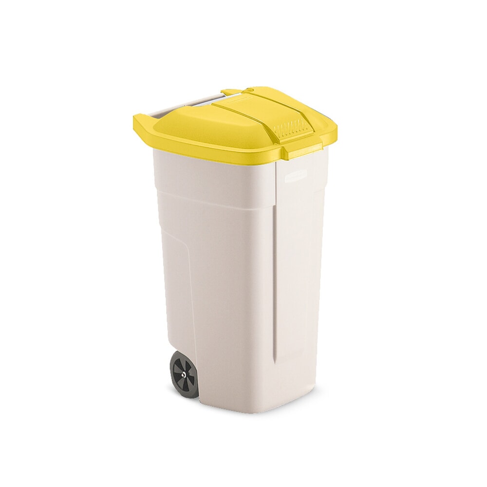 Productafbeelding nr. 3: Grote vuilnisbak Rubbermaid®, 100 liter, met wielen, deksel geel