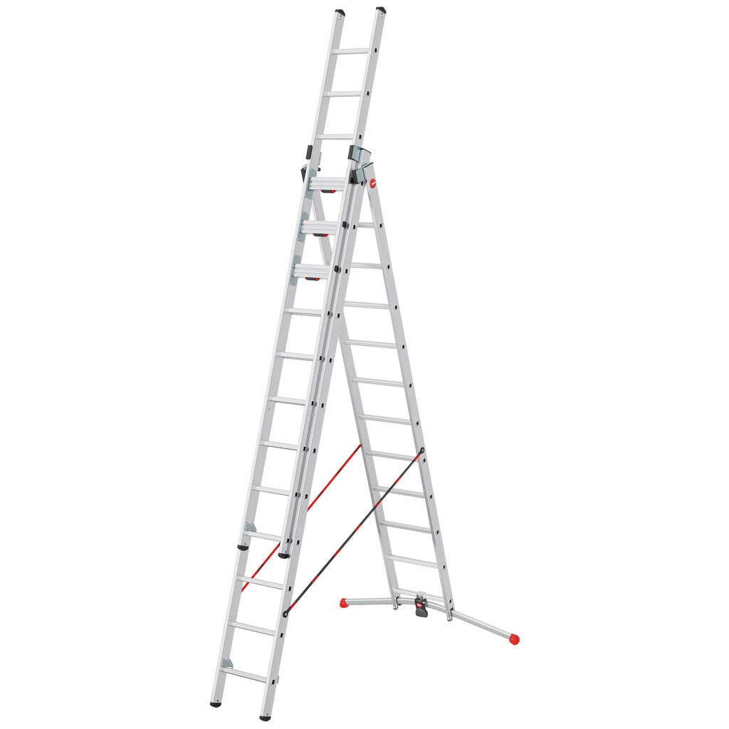 Hailo S120 Pro, 3-delig, multifunctionele ladder, 3 x 12 sporten. Product afbeelding: Hailo S120 Pro, 3-delig, multifunctionele ladder, 3 x 12 sporten.
