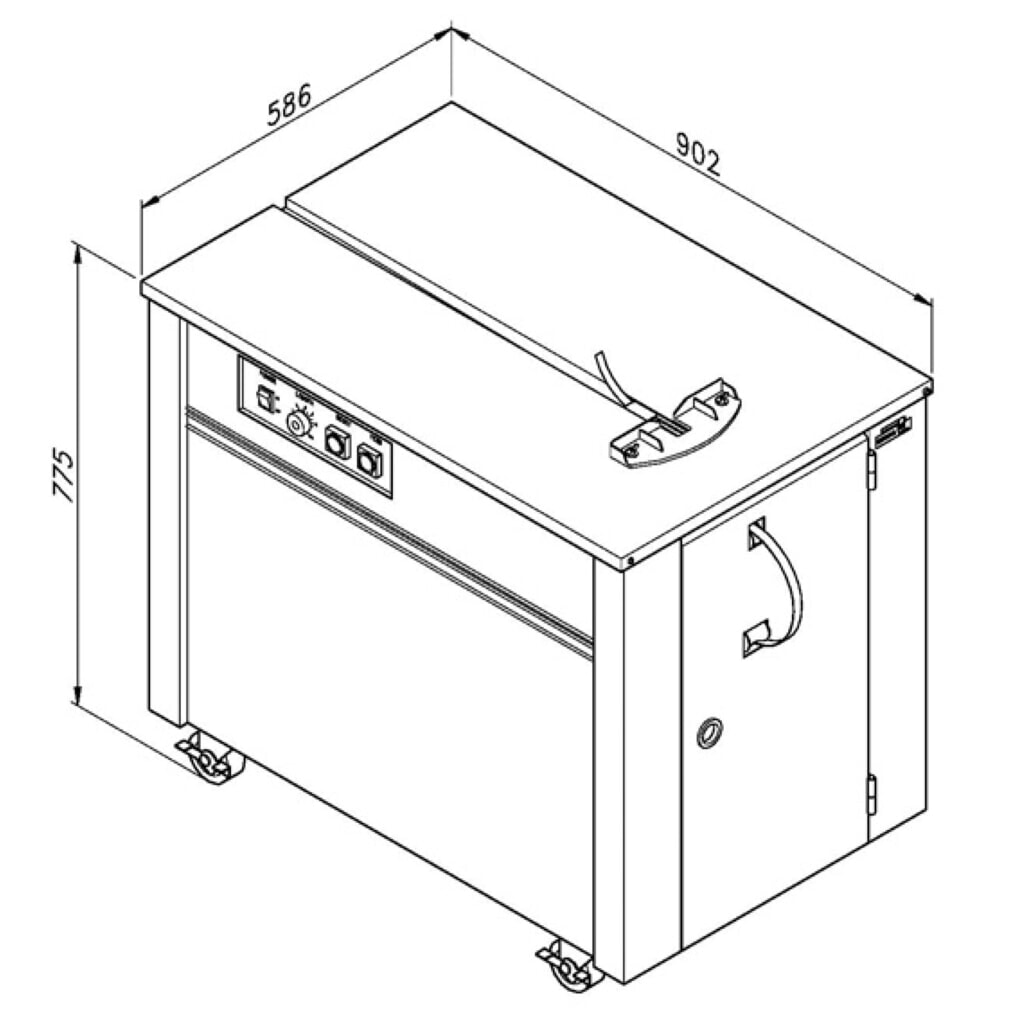 Halfautomatische omsnoeringsmachine Universal, voor bandbreedte 13 mm, gesloten Productafbeelding nr. 2: Halfautomatische omsnoeringsmachine Universal, voor bandbreedte 13 mm, gesloten