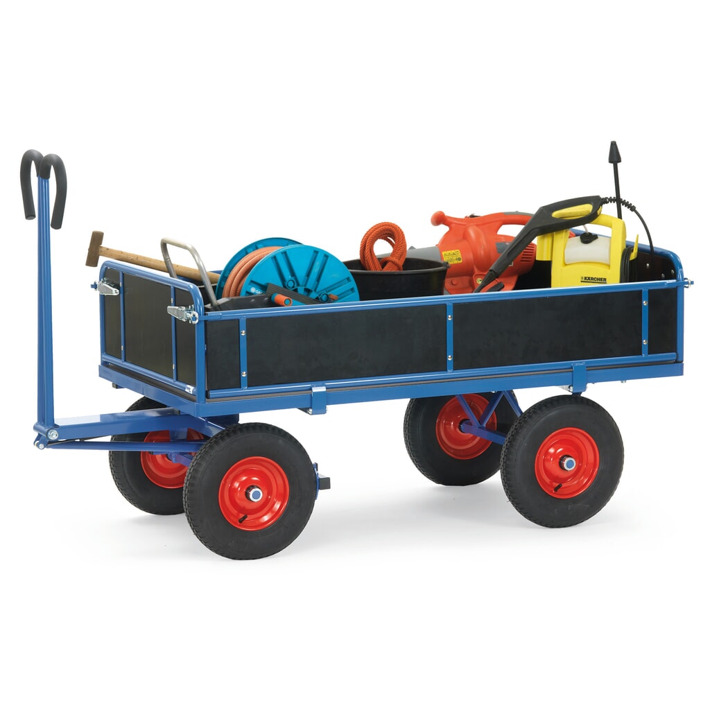 Handtrekwagen fetra® met 3 neerklapbare wanden, laadvlak 900 x 1.600 mm, draagvermogen 1.000 kg, luchtbanden Productafbeelding nr. 2: Handtrekwagen fetra® met 3 neerklapbare wanden, laadvlak 900 x 1.600 mm, draagvermogen 1.000 kg, luchtbanden