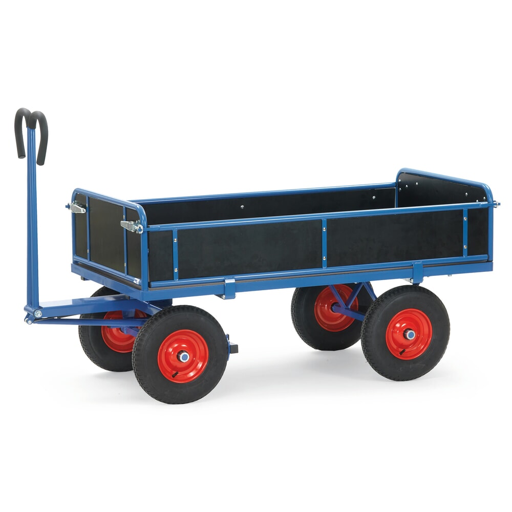 Productafbeelding nr. 1: Handtrekwagen fetra® met 3 neerklapbare wanden, laadvlak 800 x 1.200 mm, draagvermogen 1.000 kg, luchtbanden