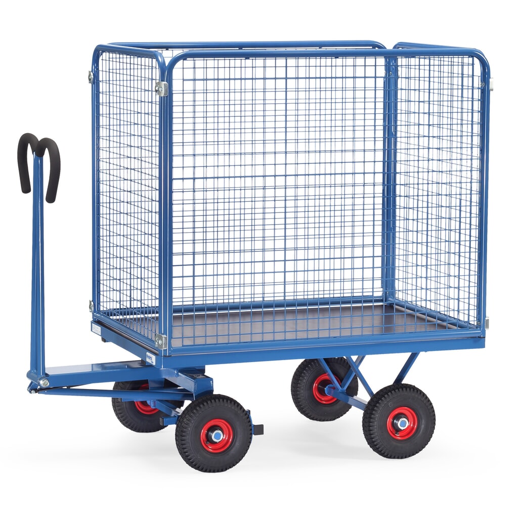 Handtrekwagen fetra® met draadgaaswanden h 1.000 mm, laadvlak 800 x 1.200 mm, draagvermogen 700 kg, luchtbanden Product afbeelding: Handtrekwagen fetra® met draadgaaswanden h 1.000 mm, laadvlak 800 x 1.200 mm, draagvermogen 700 kg, luchtbanden