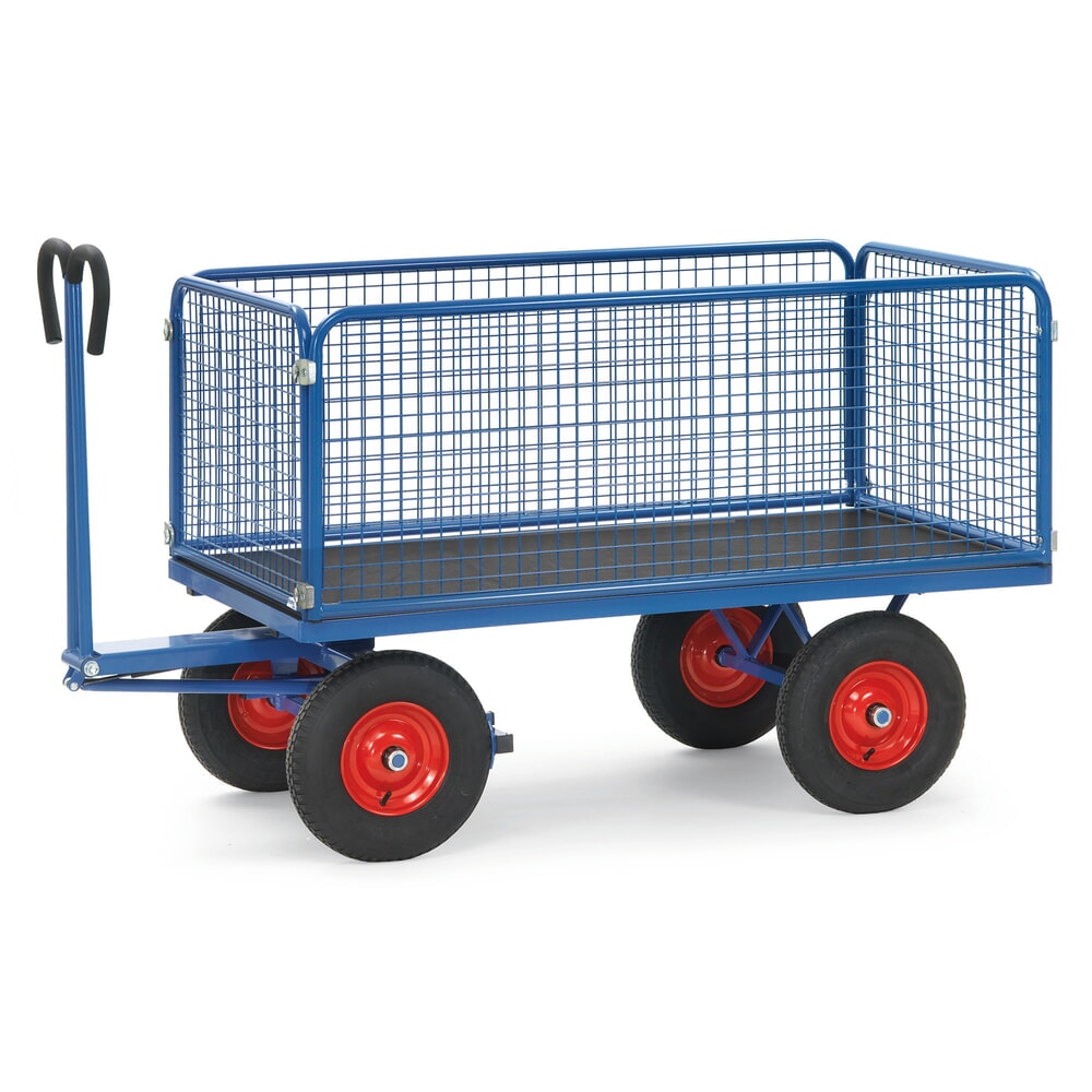 Productafbeelding nr. 1: Handtrekwagen fetra® met draadgaaswanden h 600 mm, laadvlak 800 x 1.200 mm, draagvermogen 1.000 kg, luchtbanden