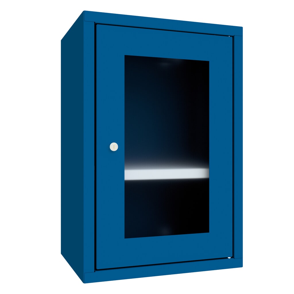 Hangkast PAVOY met kijkvenster, hxbxd 600 x 400 x 300 mm, gentiaanblauw, gentiaanblauw Product afbeelding: Hangkast PAVOY met kijkvenster, hxbxd 600 x 400 x 300 mm, gentiaanblauw, gentiaanblauw