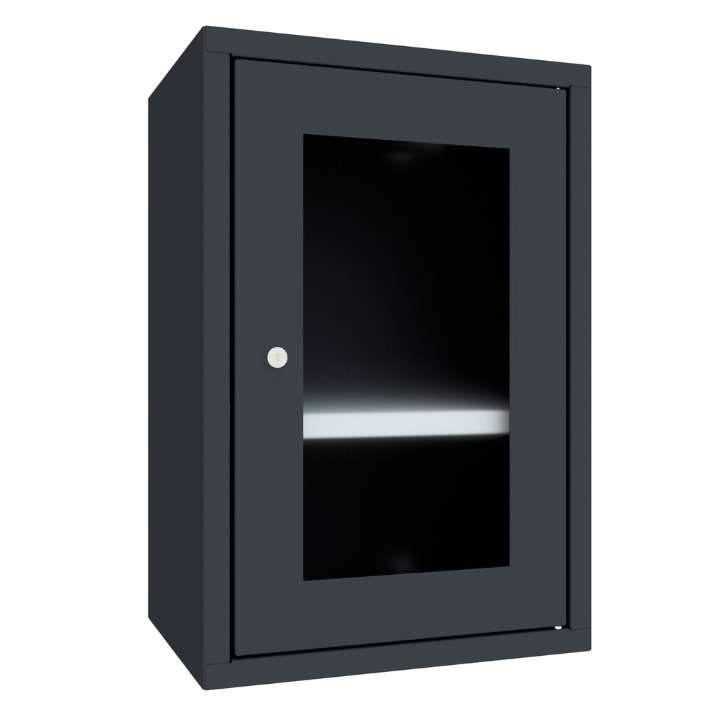 Hangkast PAVOY met kijkvenster, hxbxd 600 x 400 x 300 mm, antracietgrijs, antracietgrijs Product afbeelding: Hangkast PAVOY met kijkvenster, hxbxd 600 x 400 x 300 mm, antracietgrijs, antracietgrijs