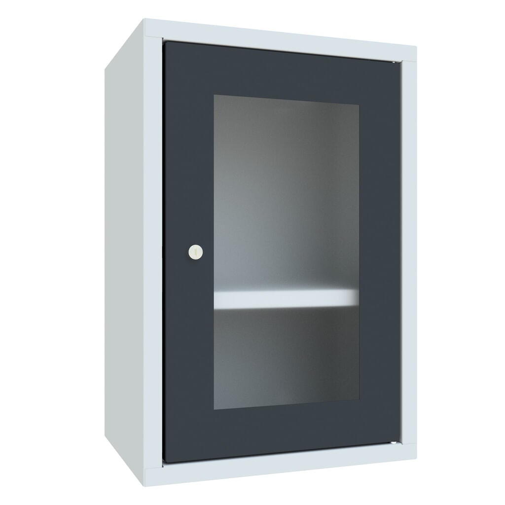 Hangkast PAVOY met kijkvenster, hxbxd 600 x 400 x 300 mm, antracietgrijs, lichtgrijs Product afbeelding: Hangkast PAVOY met kijkvenster, hxbxd 600 x 400 x 300 mm, antracietgrijs, lichtgrijs