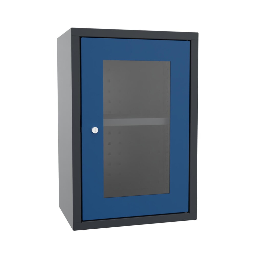 Productafbeelding nr. 1: Hangkast PAVOY met kijkvenster, hxbxd 600 x 400 x 300 mm, geperforeerde achterwand, gentiaanblauw, antracietgrijs