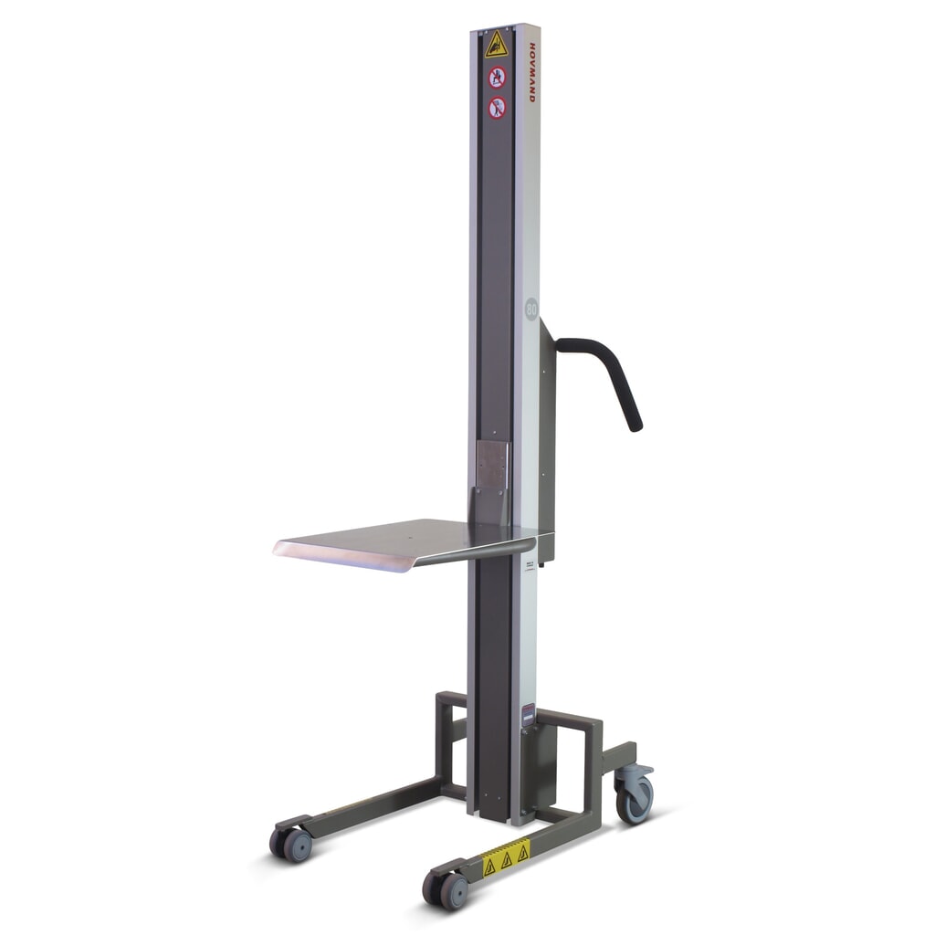 Tilhulp HOVMAND met roestvrij stalen plateau, hefbereik 100-1.300 mm, capaciteit 90 kg Product afbeelding: Tilhulp HOVMAND met roestvrij stalen plateau, hefbereik 100-1.300 mm, capaciteit 90 kg