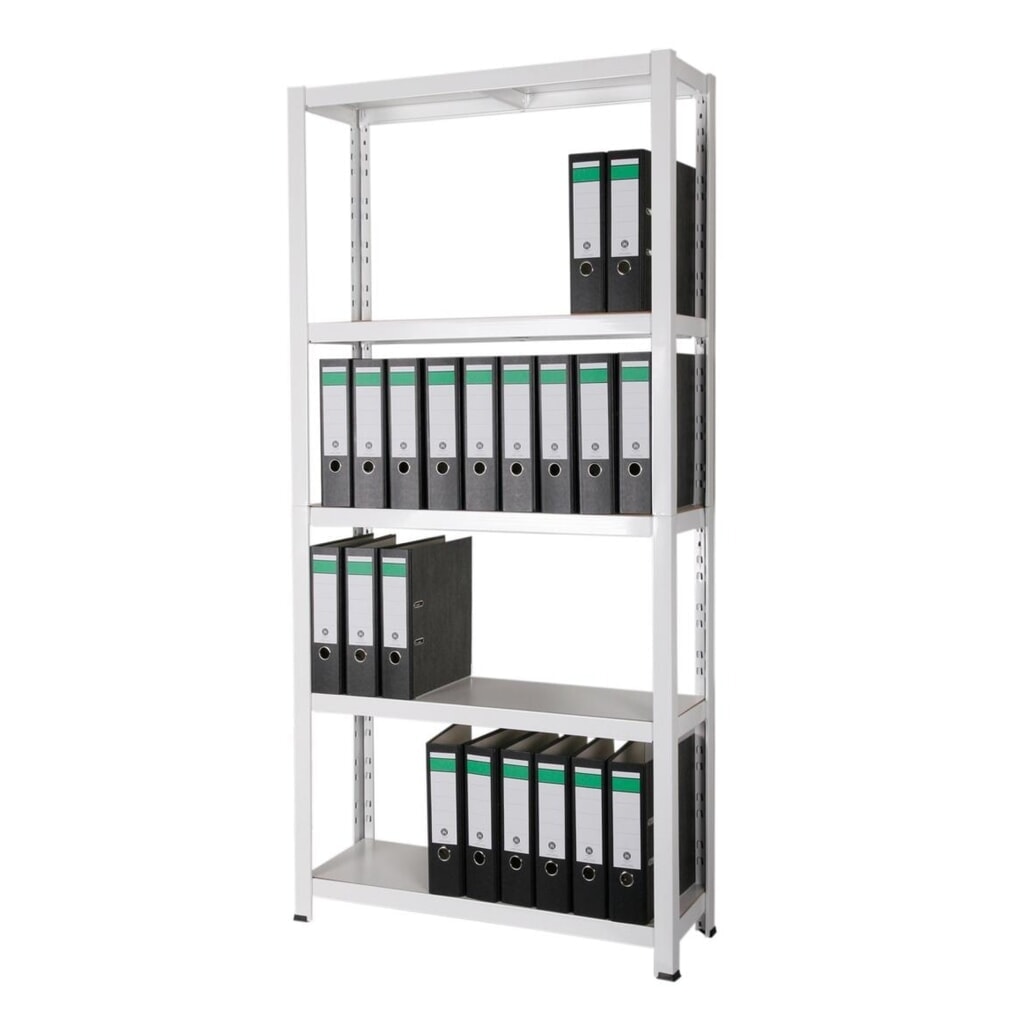 HEMMDAL archiefrekken, inhaaksysteem, hxbxd 1.800 x 900 x 300 mm, 5 HDF-legborden, vaklast 150 kg, max. 55 mappen, wit Productafbeelding nr. 2: HEMMDAL archiefrekken, inhaaksysteem, hxbxd 1.800 x 900 x 300 mm, 5 HDF-legborden, vaklast 150 kg, max. 55 mappen, wit