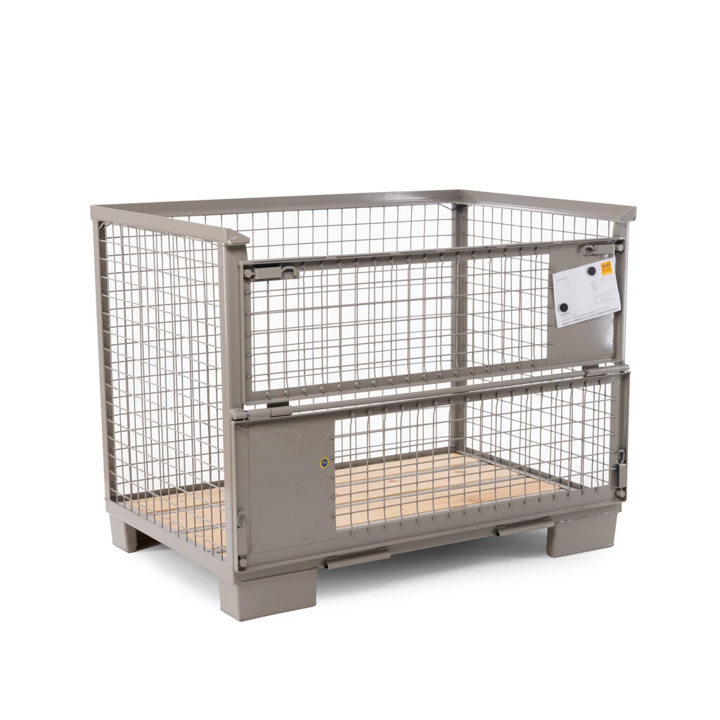 HEMMDAL Euro-gitterbox met dubbele voorwandklep, hxbxd 970 x 1.240 x 835 mm, steengrijs Productafbeelding nr. 6: HEMMDAL Euro-gitterbox met dubbele voorwandklep, hxbxd 970 x 1.240 x 835 mm, steengrijs