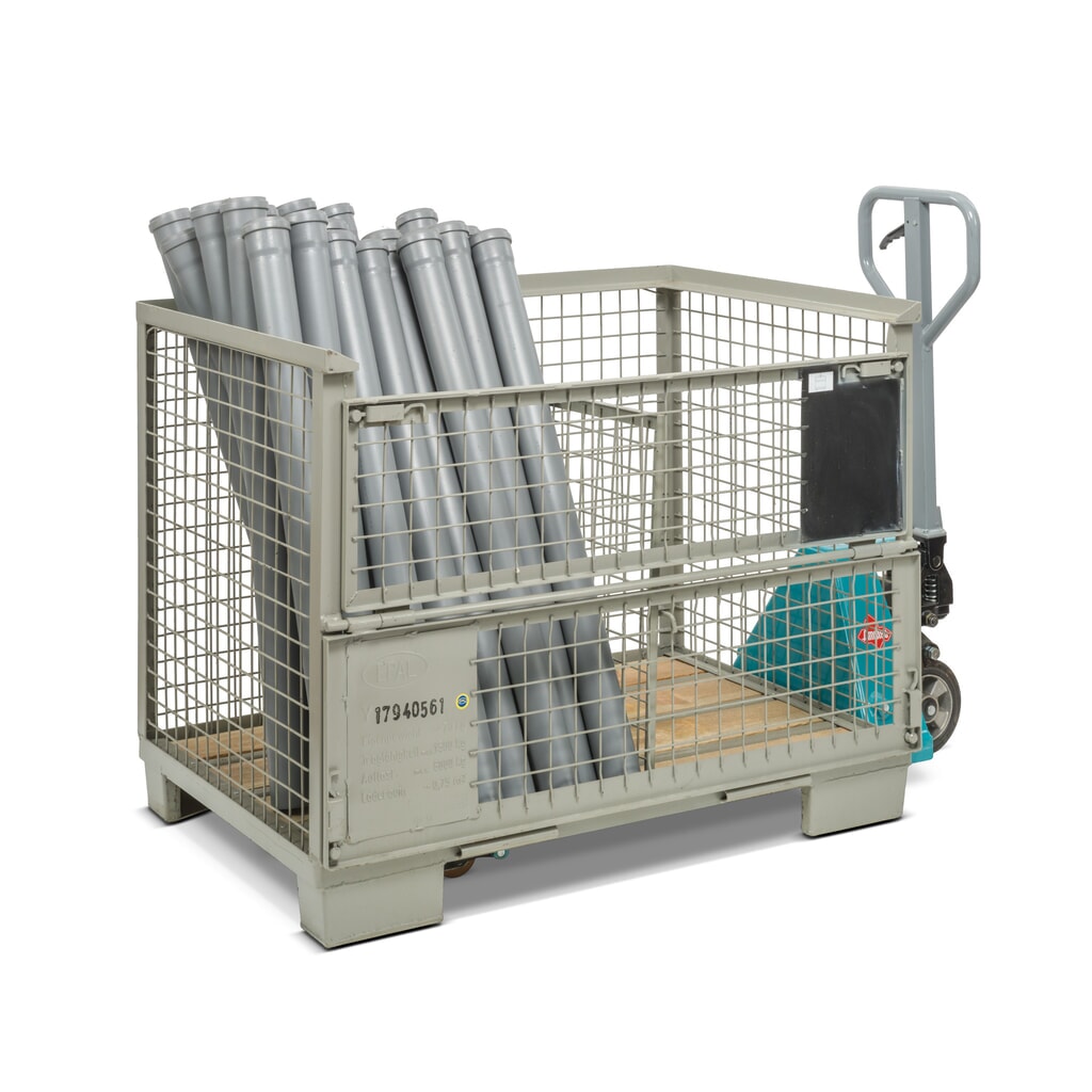 HEMMDAL Euro-gitterbox met dubbele voorwandklep, hxbxd 970 x 1.240 x 835 mm, steengrijs Productafbeelding nr. 5: HEMMDAL Euro-gitterbox met dubbele voorwandklep, hxbxd 970 x 1.240 x 835 mm, steengrijs