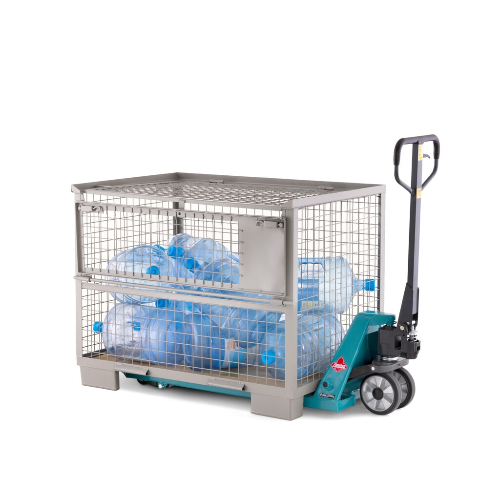 HEMMDAL Euro-gitterbox met half neerklapbare lengtewand en deksel, hxbxd 970 x 1.240 x 835 mm, steengrijs Productafbeelding nr. 2: HEMMDAL Euro-gitterbox met half neerklapbare lengtewand en deksel, hxbxd 970 x 1.240 x 835 mm, steengrijs