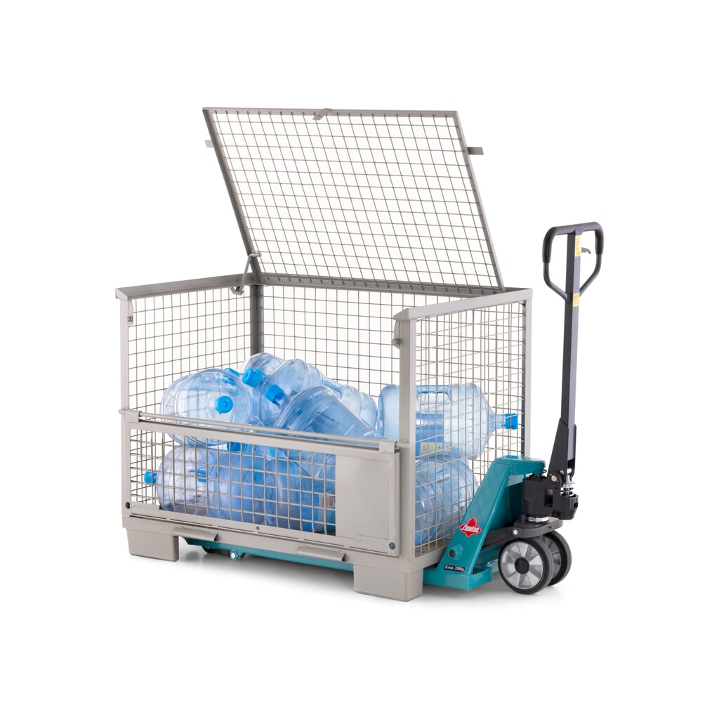 HEMMDAL Euro-gitterbox met half neerklapbare lengtewand en deksel, hxbxd 970 x 1.240 x 835 mm, steengrijs Productafbeelding nr. 3: HEMMDAL Euro-gitterbox met half neerklapbare lengtewand en deksel, hxbxd 970 x 1.240 x 835 mm, steengrijs