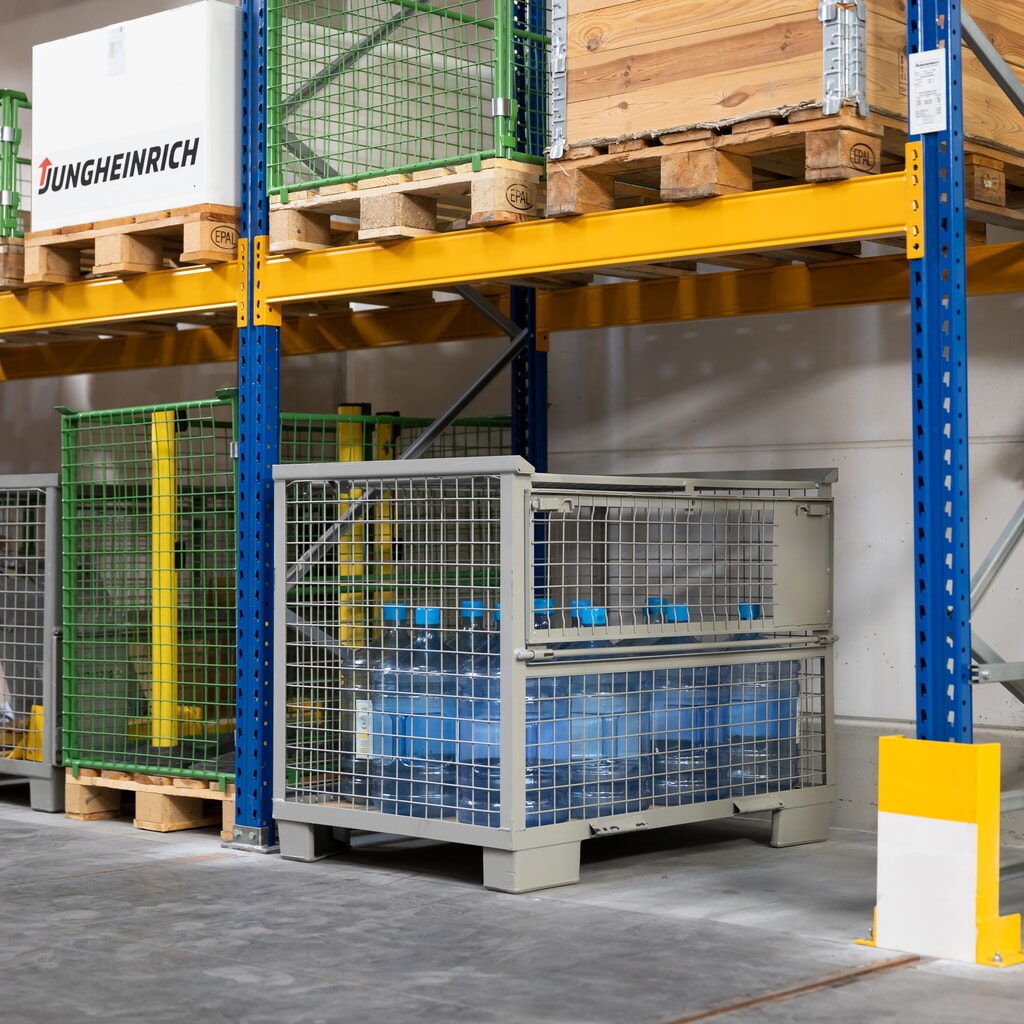 Productafbeelding nr. 6: HEMMDAL Euro-gitterbox met half neerklapbare lengtewand en deksel, hxbxd 970 x 1.240 x 835 mm, steengrijs