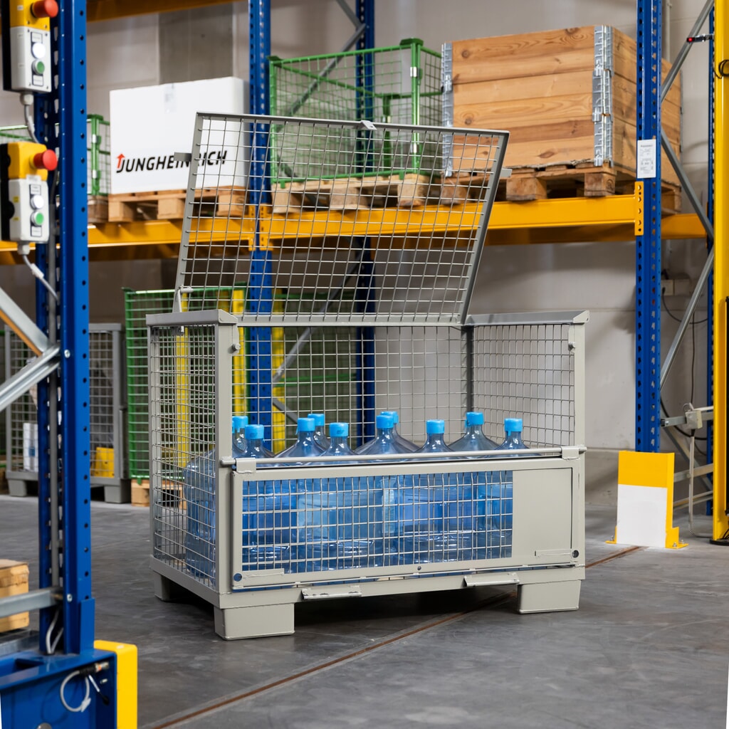 HEMMDAL Euro-gitterbox met half neerklapbare lengtewand en deksel, hxbxd 970 x 1.240 x 835 mm, steengrijs Productafbeelding nr. 7: HEMMDAL Euro-gitterbox met half neerklapbare lengtewand en deksel, hxbxd 970 x 1.240 x 835 mm, steengrijs