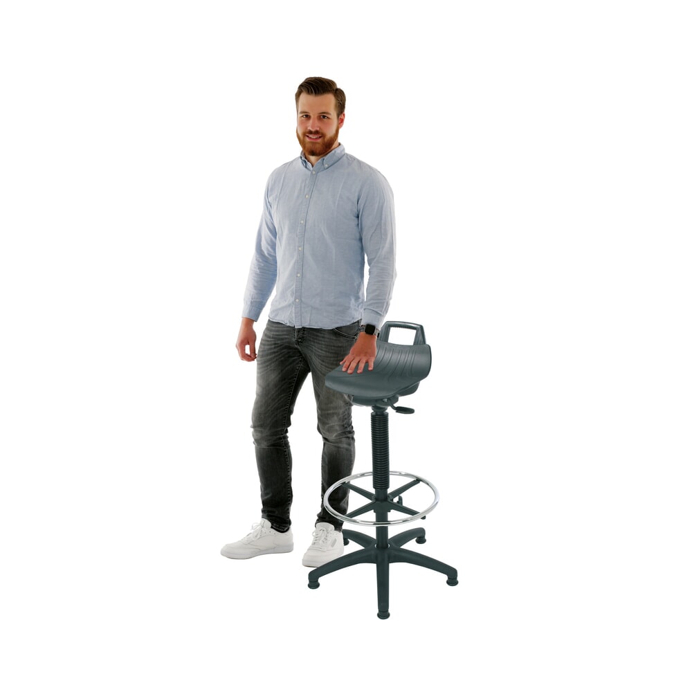 Productafbeelding nr. 2: Kruk HEMMDAL Premium, PP zitting, zithoogte 630-890 mm, vloerglijders, voetring