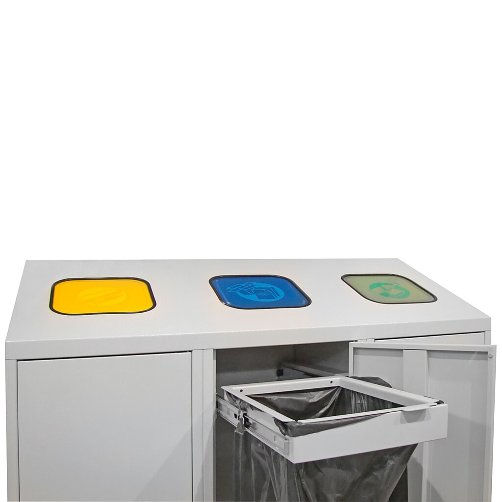 HEMMDAL recycling-afvalemmer Trio, met 3 zakkenhouders, elk 120 liter Productafbeelding nr. 2: HEMMDAL recycling-afvalemmer Trio, met 3 zakkenhouders, elk 120 liter