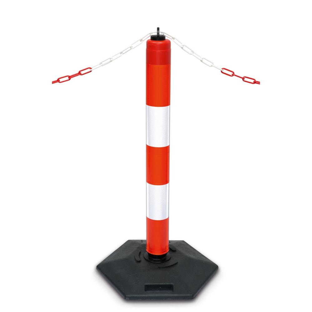 Product afbeelding: Verkeerspaal LeitPin met oogkap, rood/wit reflecterend