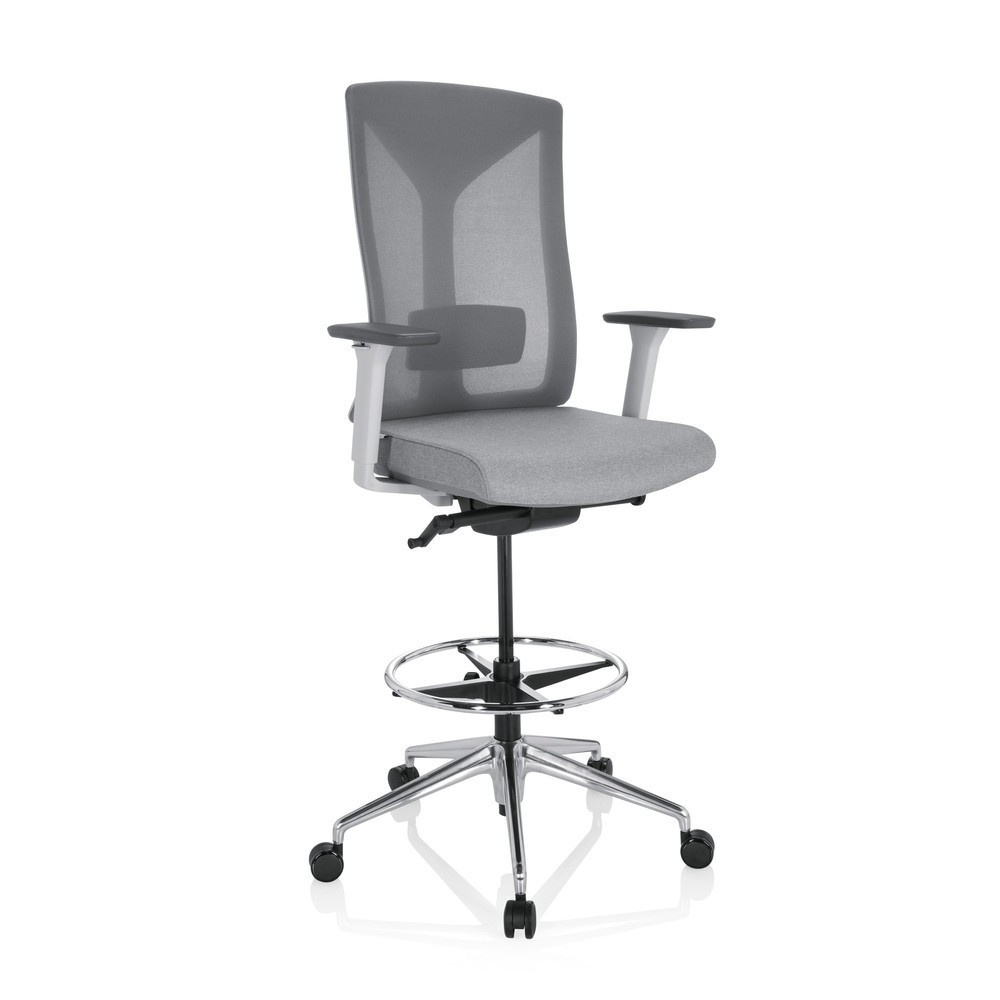 Productafbeelding nr. 2: hjh OFFICE Arbeitsstuhl / Arbeitshocker HALIFAX WORK Stoff/Netzstoff, grau