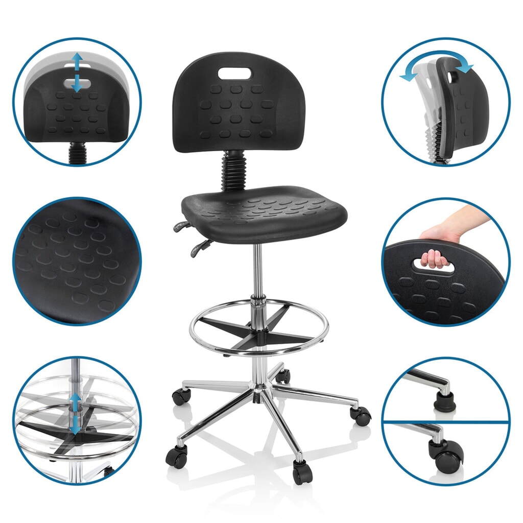 Productafbeelding nr. 11: hjh OFFICE Ergonomischer Hocker / Arbeitshocker TOP WORK 23 I Hartschaum, schwarz